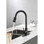 Robinet de cuisine en acier inoxydable noir mat, rétractable à 360 ° pour l'utilisateur - distribution d'eau noire à l'extérieur, tête de jet flexible-1467765660