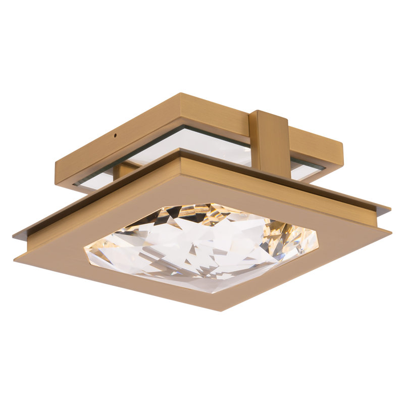 Enchante Crystal LED Semi Flush Mount, Aged Brass