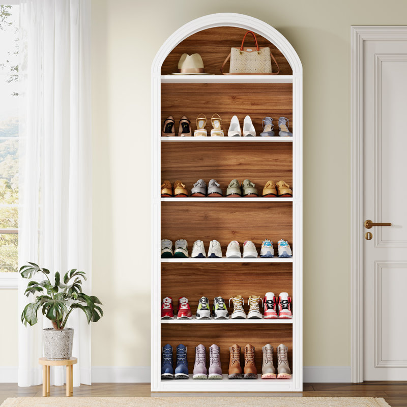 Shoe Storage Cabinet, White, (6 Shelves) 75,98"H x 31,5"W x 11.81"D.