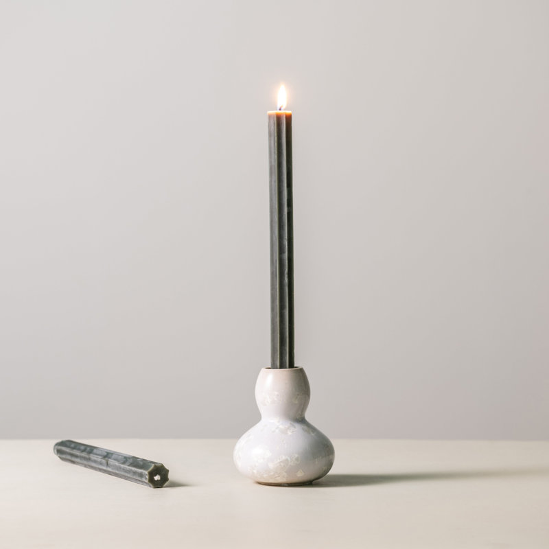 Woodstock Pottery Candlestick, Candent White