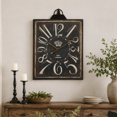 Large Rectangular Metal Accent Wall Clock