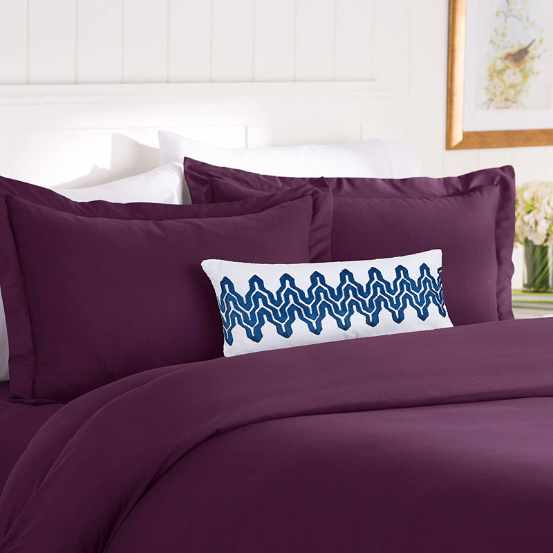 Ensemble de housse de couette en microfibre, Housse de couette simple + 1 taie décorative stan, Violet