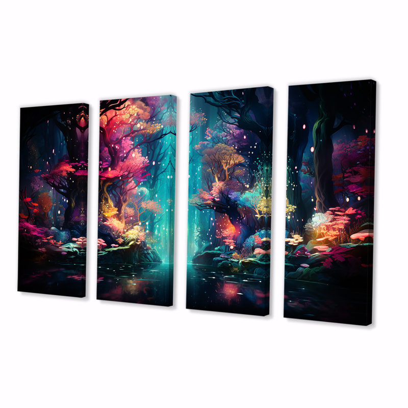 «Life In Coral Reef Paradise III - Coastal Tropical», ensemble d'art mural 4 pièces, H 32 po x l 64 po