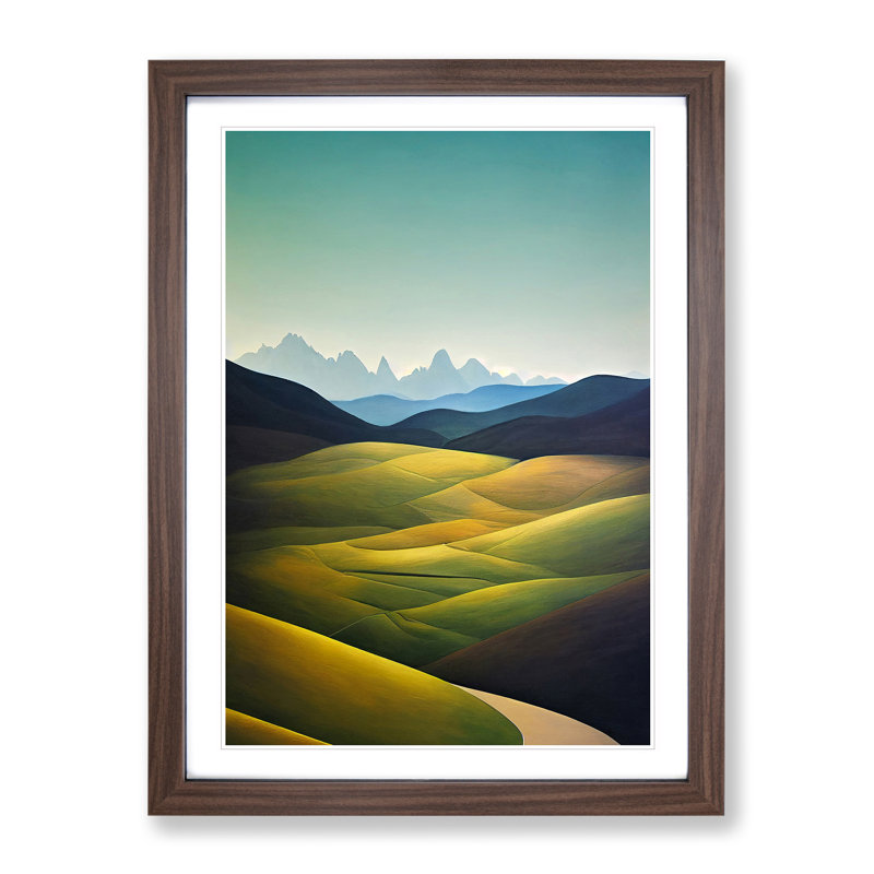 A Meadow Landscape 1 Piece Single Picture Frame Wall Art, 34cm H x 25cm W x 2cm D, Walnut