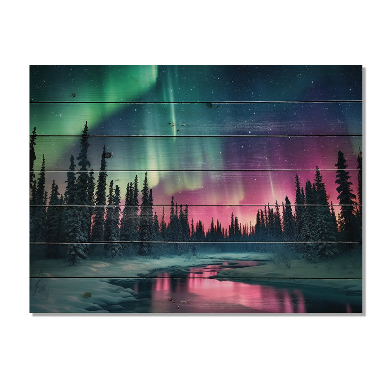 Northern Lights In Alaska II sur impression sur bois, H 10 po x l 20 po x P 0,78 po
