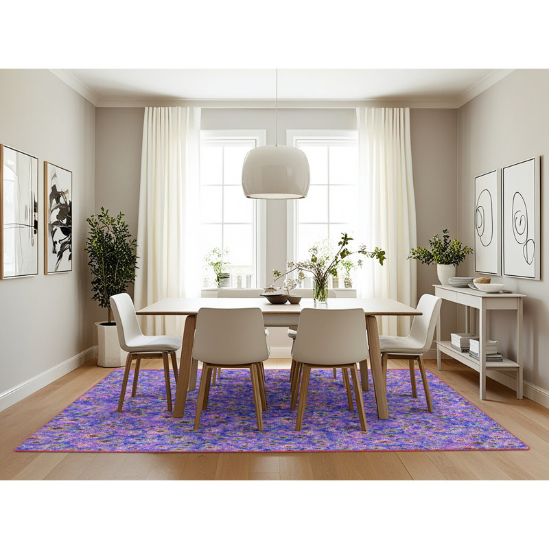 Tapis mauve/rose à tisser électrique, Rectangle 7 pi x 10 pi