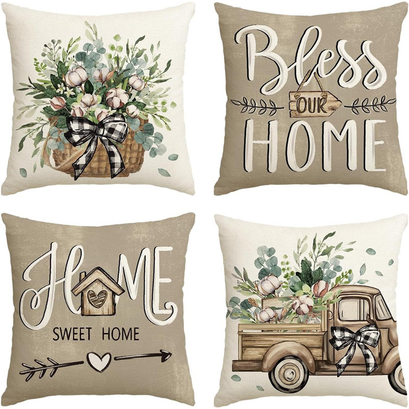 Bless Our Home Farmhouse Eucalyptus Leaves Throw...