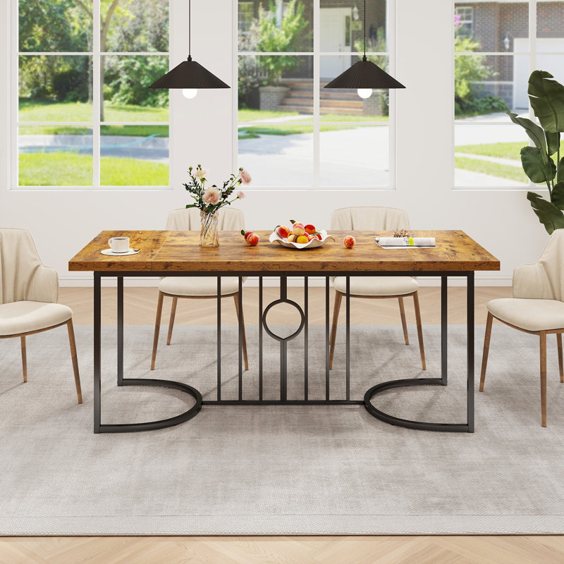 Angeliene Rectangular Dining Table with Iron Base