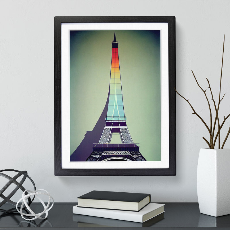 Modern Eiffel Tower - Framed Print, Black, 64cm H x 46cm W x 2cm D