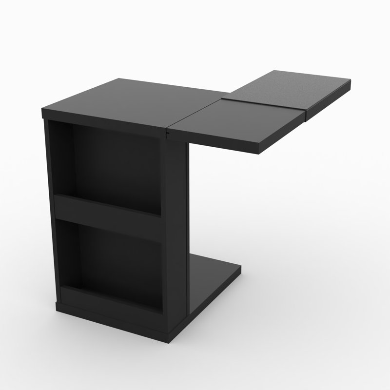 Brookie Floor Shelf End Table, Black