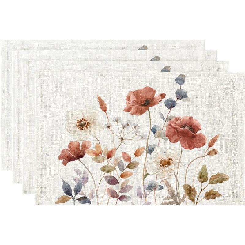 Napperons en tissu de lin, napperons de table Boho imperméables et durables pour la cuisine, ensemble de 4 napperons rustiques lavables