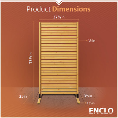 6.1ft H x 3ft W (1 Panel) Freestanding or Surface Mounted Enclo Tiaga Privacy Screen, Wood Privacy Fence Screen, Outdoor or Indoor Decorative Privacy Panel, Great for Balcony, Patio, Deck