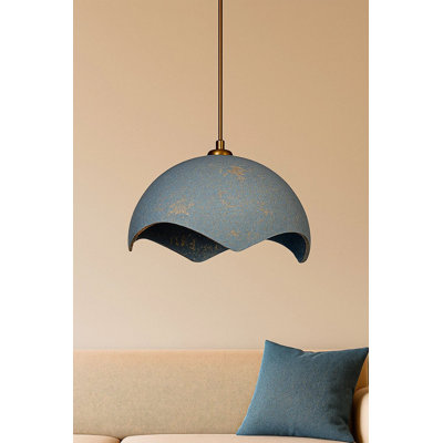 Lustre réglable élégant, structure en métal bleu et or, 12 po x 7,1 po | Bouchon en béton de carbone, hauteur réglable de 8,7 à 24,4 pouces | Douille E27 (40 W maximum) | Parfait pour les salles à manger et les espaces de vie modernes, classé IP20