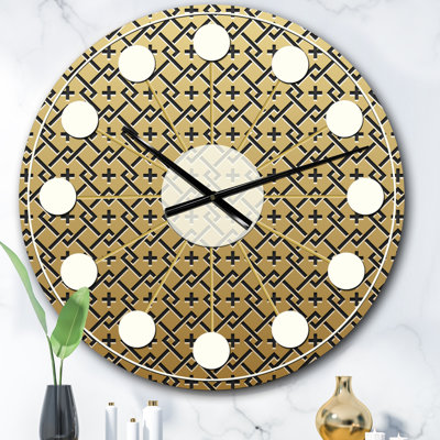 Horloge murale Golden Luxury Metallic Geometrics XVIII - Mid-Century