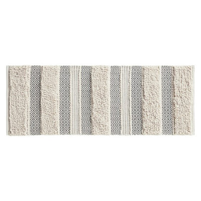Woven Texture Stripe Bath Rug Grey 22X58"