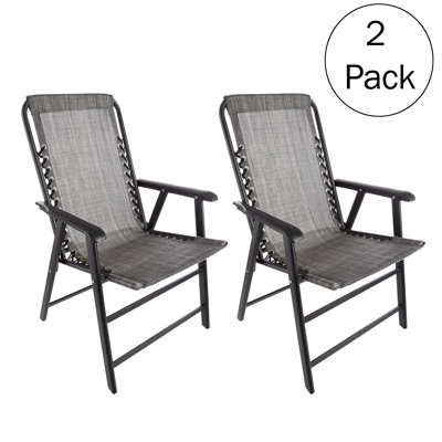 Folding Camping Chairs - Set of 2 Lawn Chairs with PVC-coated polyester Fabric and Bungee Suspension