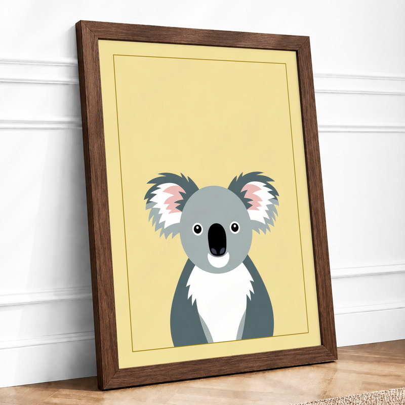 Gentle Koala Modern - Framed Print, A2 - 59.4 x 42.0 cm, Walnut