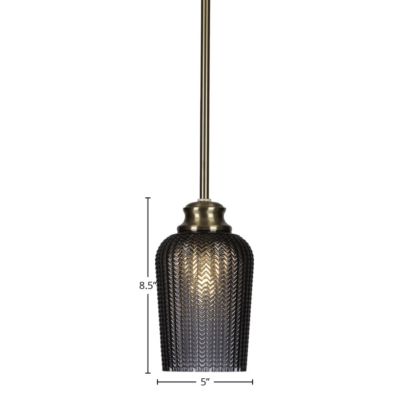 Luminaire suspendu avec tige en verre Cordova 5 po Cordova, Clear, Laiton New Age