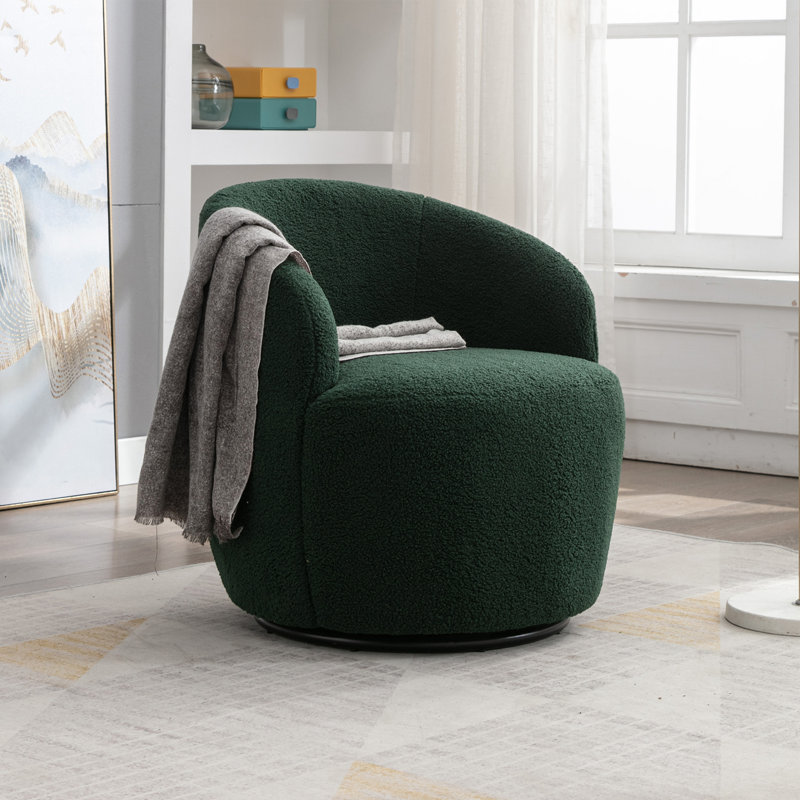Aubrin Upholstered Swivel Armchair, Green