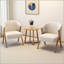 Table de bout ronde Mid-Century avec bois massif et pieds en forme de V