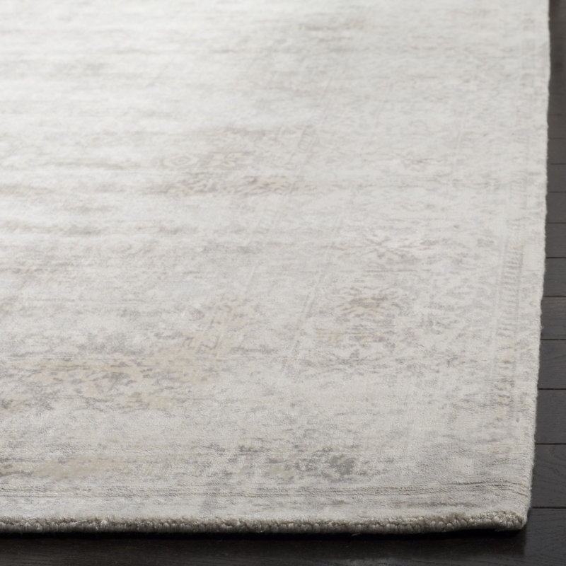 Mcelroy Hand-Loomed Cotton Ivory/Silver Area Rug, Rectangle 6' x 9'
