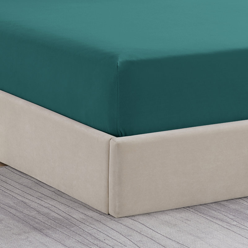 Solid Flannel Fitted Sheet, Bottom Sheets With Built-In Sheet Straps By Sweet Home Collection, Teal, King Fitted Sheet