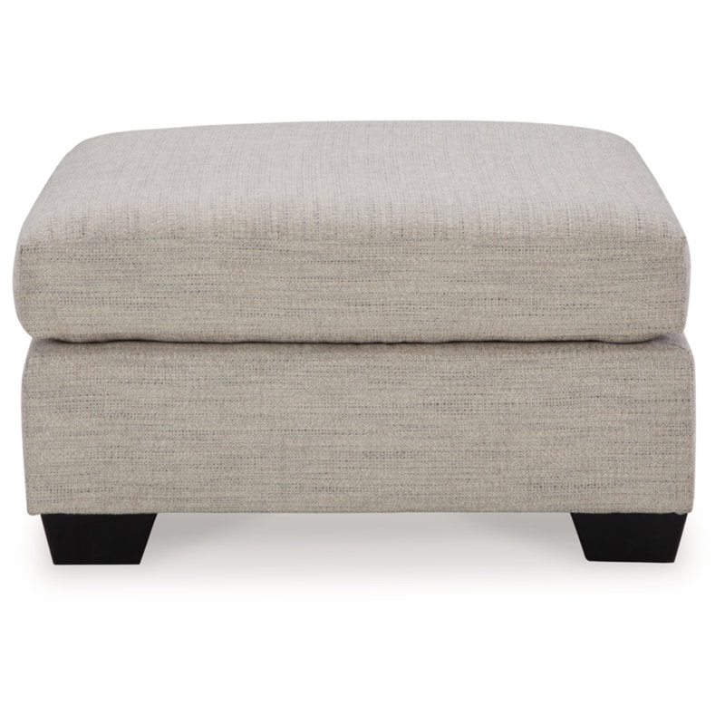 Classic Upholstered Ottoman, Beige 100% Polyester