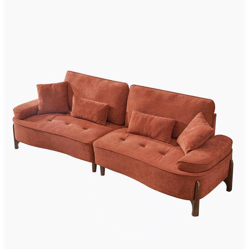 Canapé confortable à assise profonde avec coussin moelleux, idéal pour divers espaces, Rouge brique