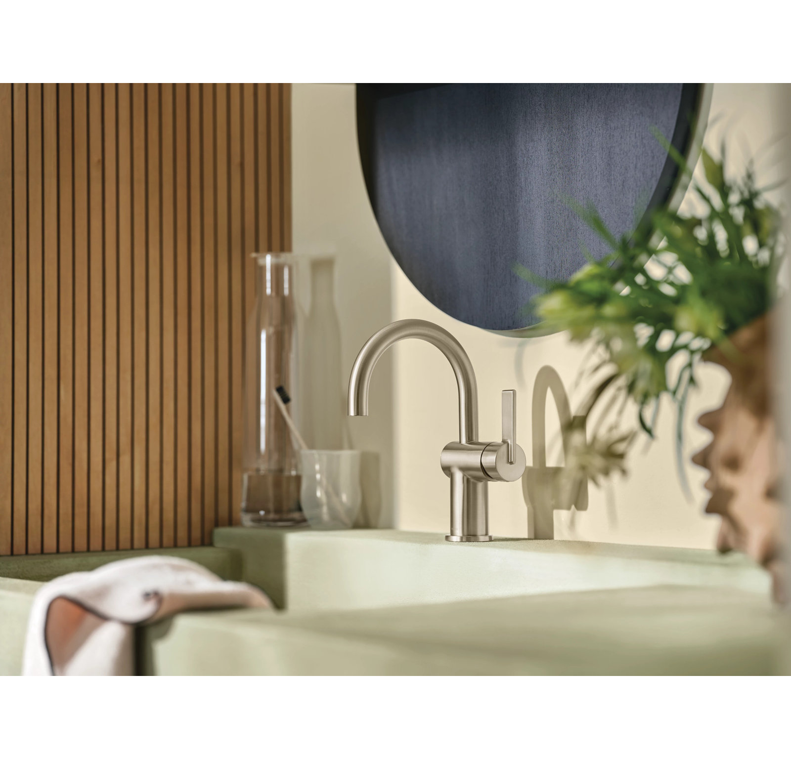 Cia Single-Hole Bathroom Faucet with Drain, Brushed Nickel