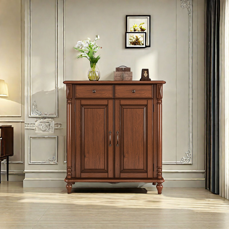 15 Pair Solid Wood Shoe Storage Cabinet