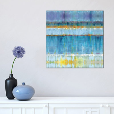 Abstract Stripes Blue by Danhui Nai - Wrapped Canvas Painting