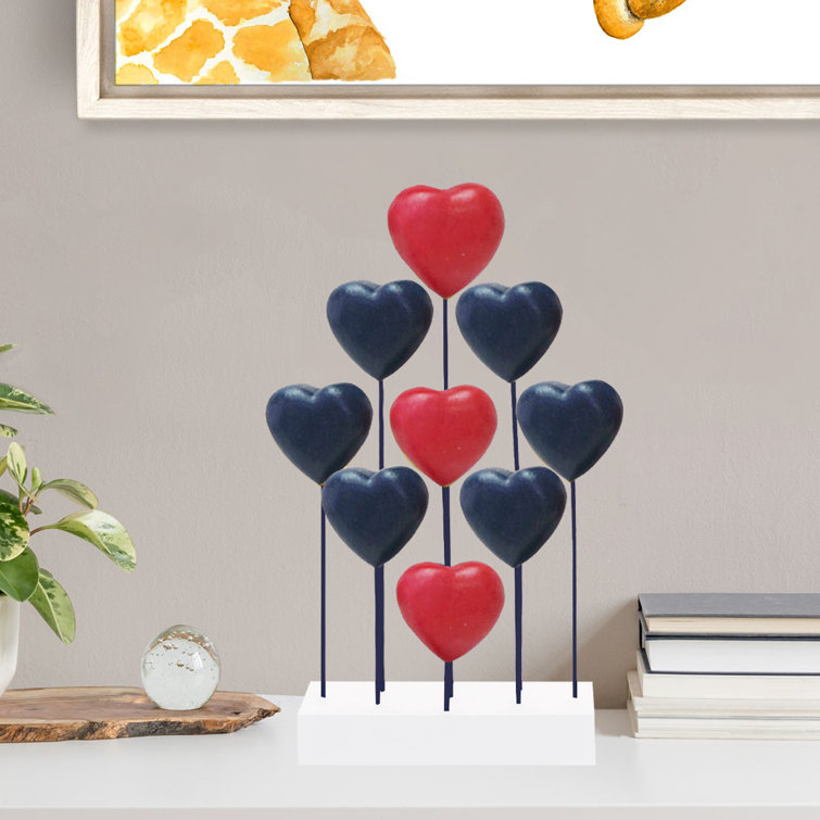 Red Barrel Studio® Tremonton USA Flag Color Design Patriotic Wooden Hearts  Decor