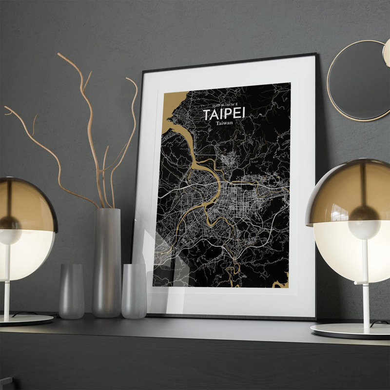 Taipei City Map In Luxe - No Frame Print, 17cm H x 11cm W x 0.05cm D