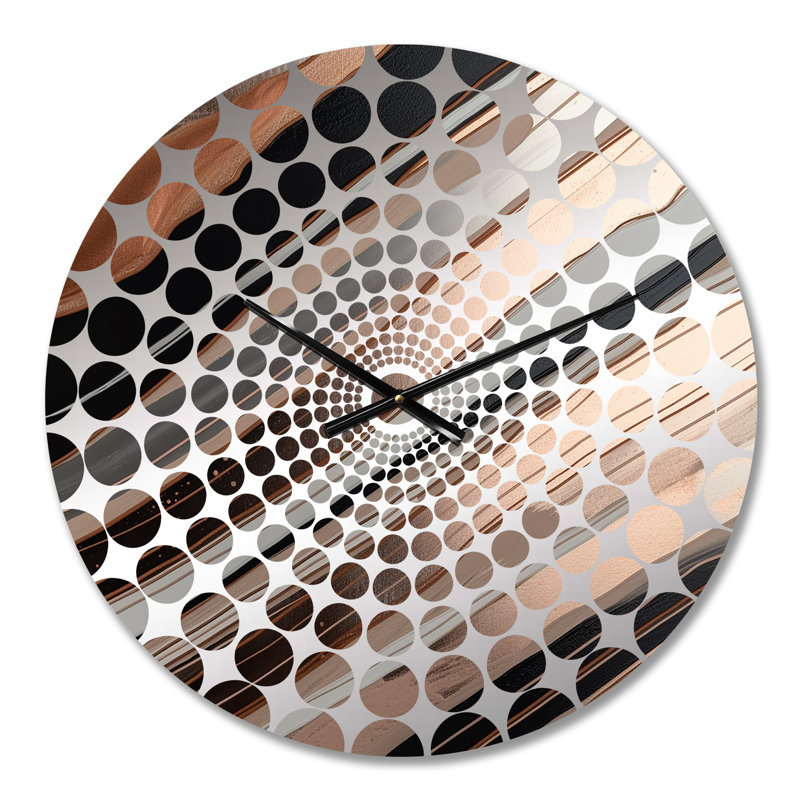Rosegold embrassant l'essence des lignes VI - horloge murale abstraite en marbre, Médium