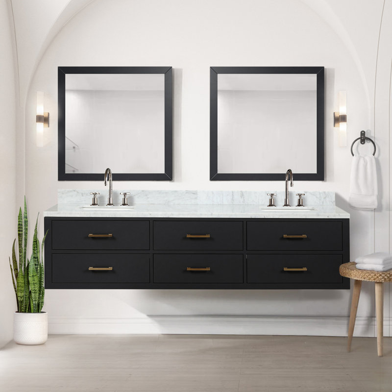 Meuble-lavabo double noir 80 po X P 22 po D, Noir
