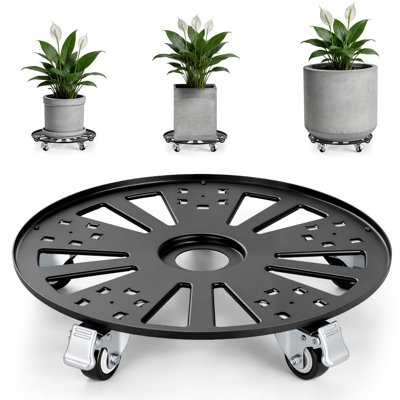 Chariot à plantes de 40 cm avec roulettes, antirouille et antidérapant, 200 kg, noir