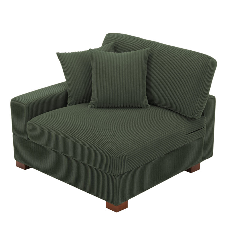 Upholstered Armchair, Green Corduroy