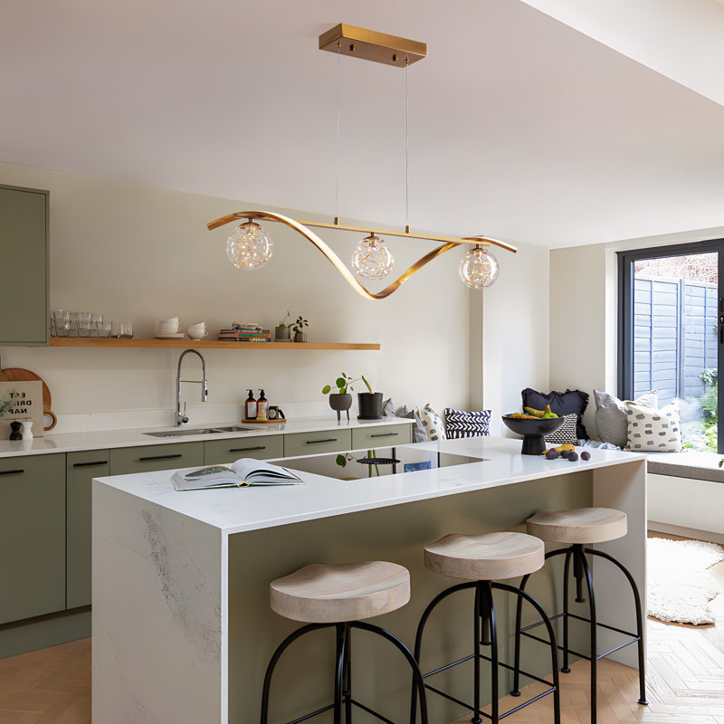 Luminaire suspendu 40 '' moderne à 4 lumières à DEL à intensité variable avec télécommande pour salle à manger