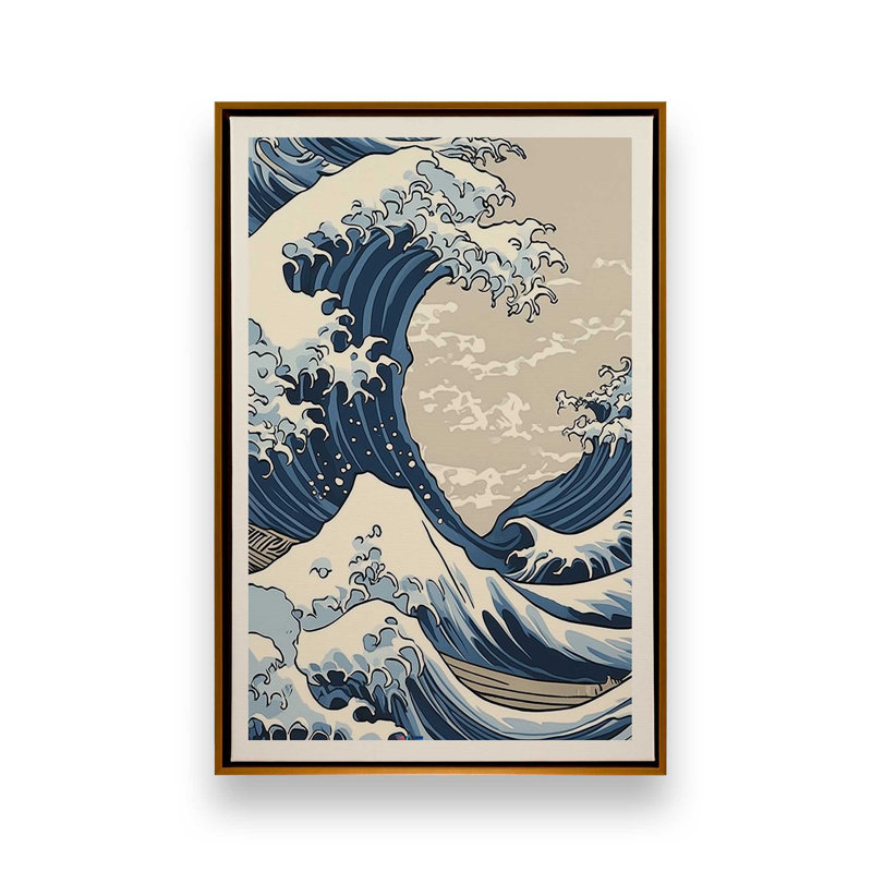 Cerulean Break Wrapped Canvas, Polished Gold Framed, 36" H x 24" W