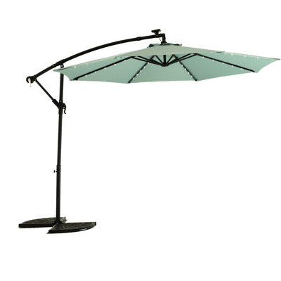 10ft Solar Led Patio Umbrella, Shade Provider - Backyard 10ft Solar-powered Garden Umbrella With Detachable Pole For Convenience