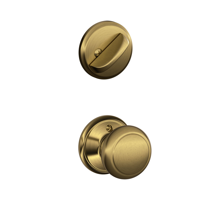 Andover Interior Knob Set, Yes, Antique Brass