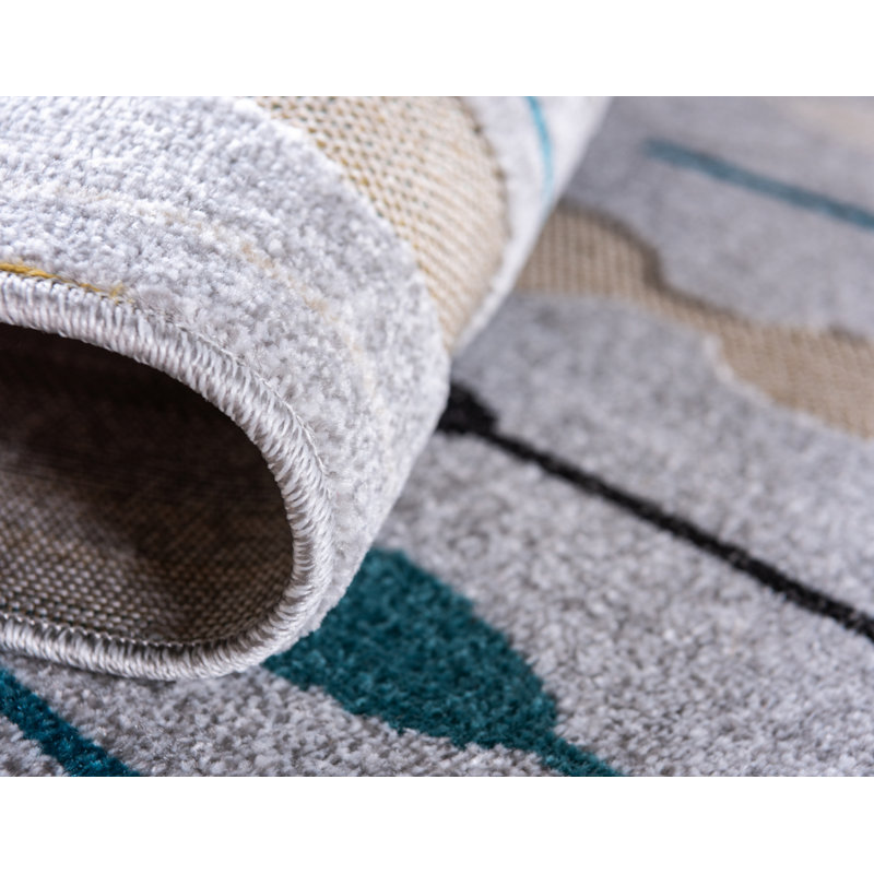 Tapis intérieur / extérieur argenté Alaina, Tapis de couloir 2 pi x 6 pi 1 po