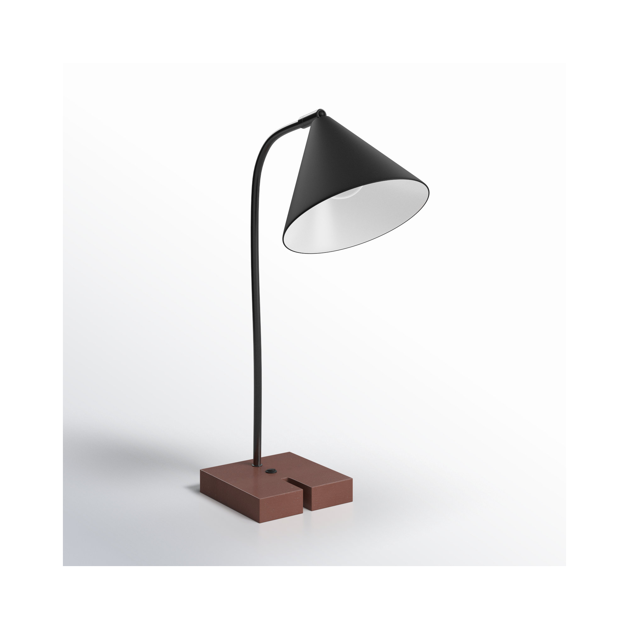Dalli Solid Wood USB Desk Lamp, Walnut, Black