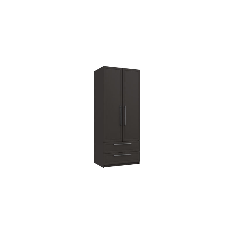 Allenna 2 Door Manufactured Wood Wardrobe, Graphite Gloss
