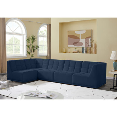 Canapé modulaire en velours Hellinger faisant face à la droite