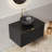 Ruben 30" Bathroom Vanity&Sink, Wall-Mounted Floating Plywood Storage Cabinet, Twill Double Doors With Metal Trim, Black Bowl Ceramic Vessel Basin With Stone Pattern&Black Sintered Stone Top, Black