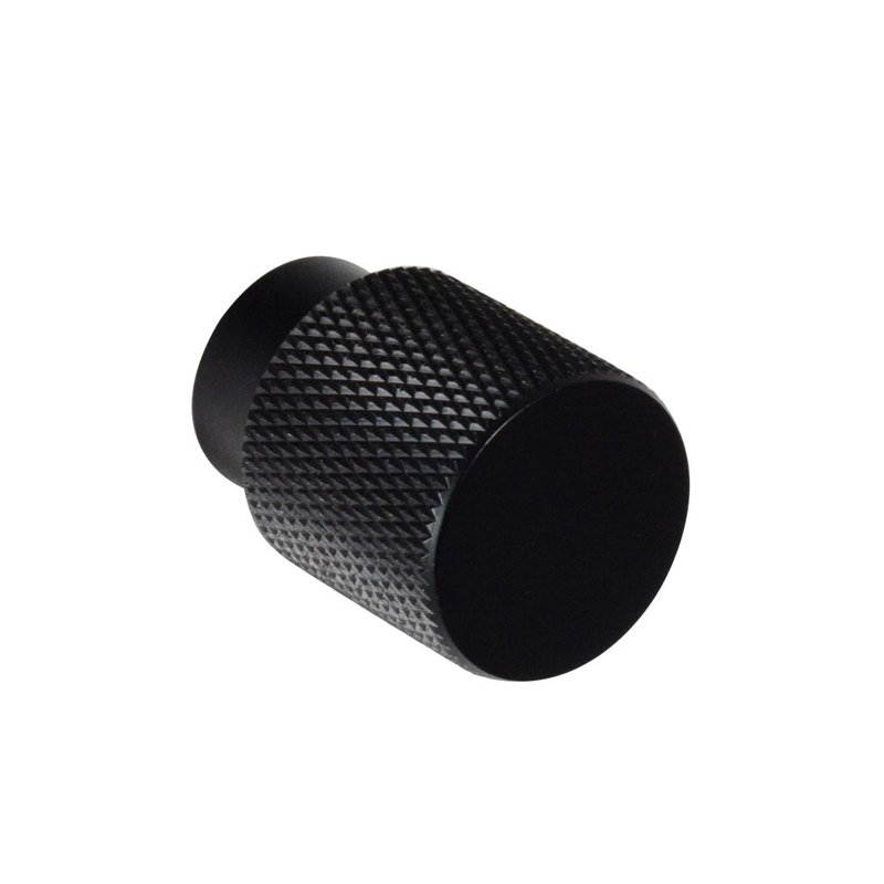 Bouton cylindrique linéaire de 3/4 po de diamètre, Noir lustré