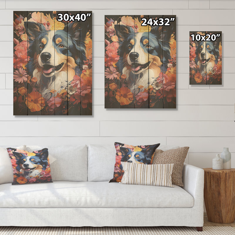 Chien Akita Aura - Art mural en bois de chien sur bois de pin naturel, H 40 po x l 30 po