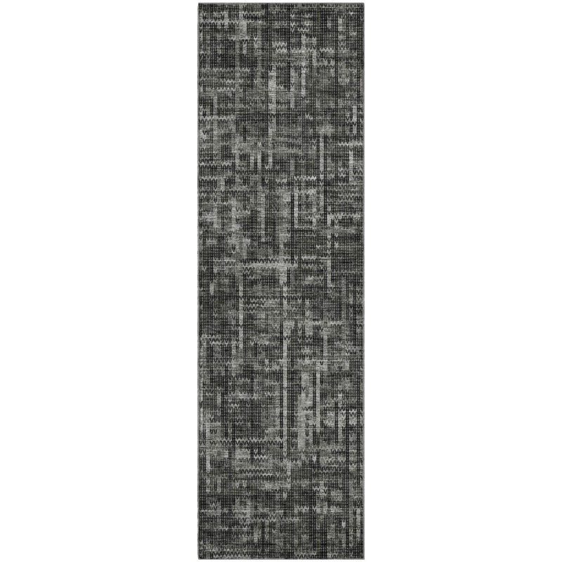Premium Machine Washable Mayfield AMF2130 Striped Rug, 2'3" x 7'6" Runner, Charcoal