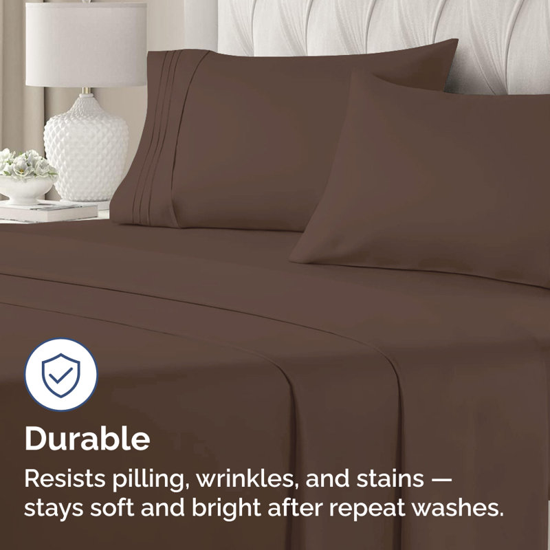 Microfiber Pillowcase Set of 2, Soft Double Brushed Pillow Covers, Breathable & Easy Care, Brown, King